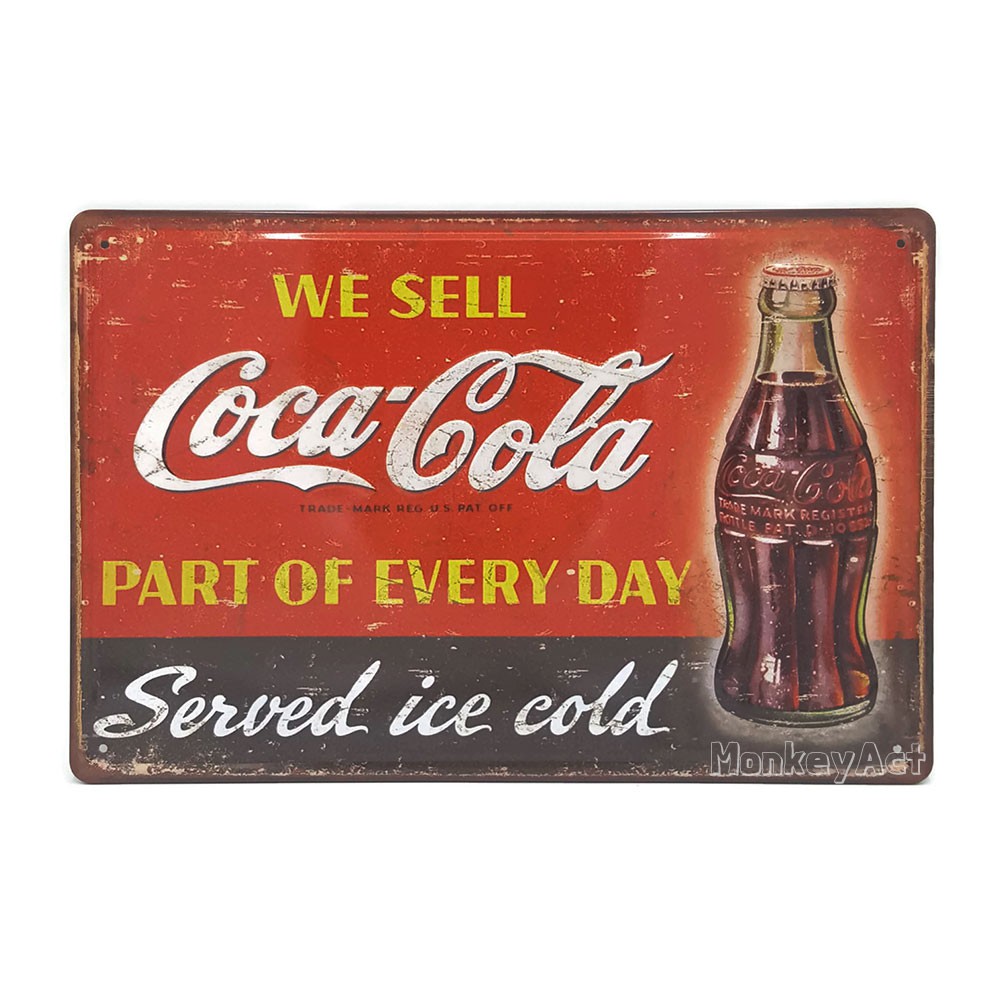ป้ายสังกะสีวินเทจ We Sell Coca Cola part of every day (ปั๊มนูน)
