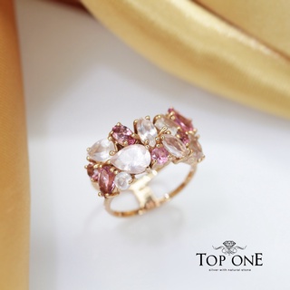 Top1Jewelry แหวนเงินแท้925 พลอย Rose Quartz Pink Tourmaline แท้