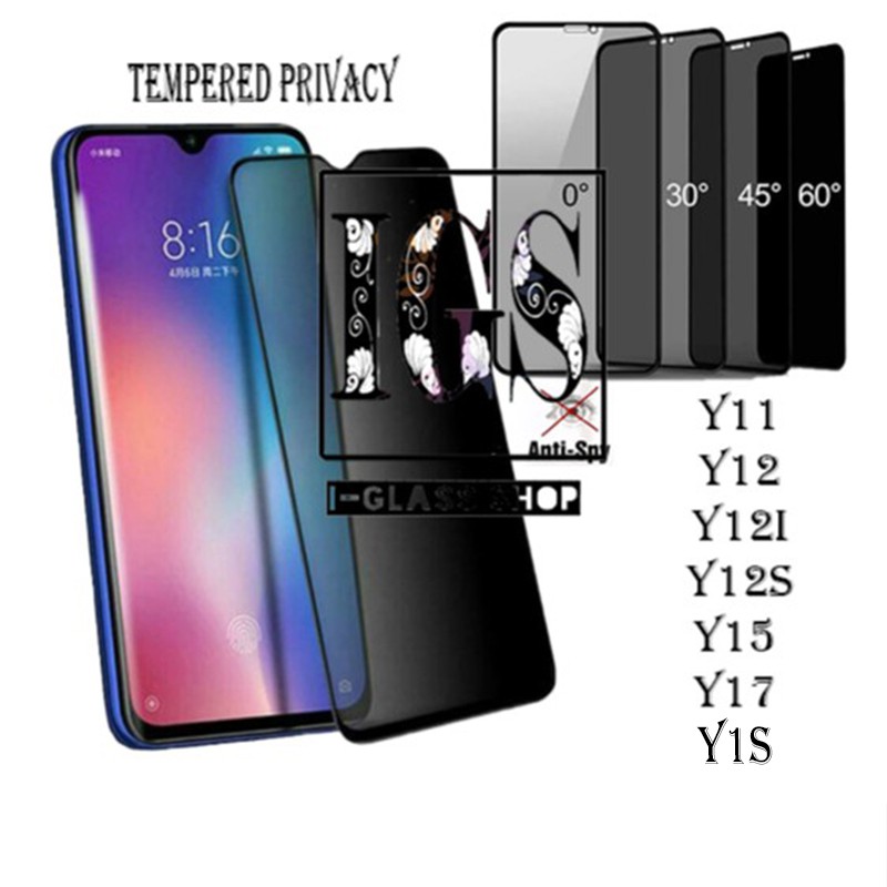 กระจกนิรภัยความเป็นส่วนตัว Anti Spy กาวเต็ม Vivo y01 y02 y02t y02a y1s y11 y12 y12a Y12S y15 y15s y1