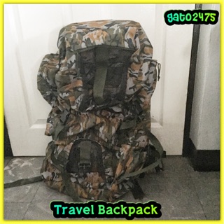 Used Travel Backpack เป้เดินทางลายทหาร สภาพ100%