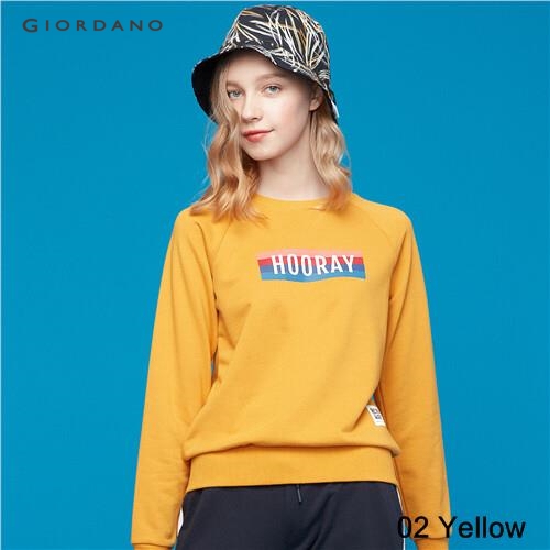 GIORDANO WOMEN Retro graphic raglan sleeves sweatshirt 13399701