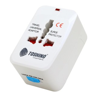 ปลั๊กแปลง 4in1 สีขาว โตชิโน DE-204Plug Adapter 4in1 White ToshiNo DE-204
