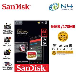 Sandisk การ์ดหน่วยความจํา Micro UHS-I U3 4K 170MB (64GB 128GB 256GB 170MB&amp;190MB)