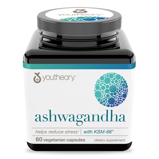 พร้อมส่ง🔥 Youtheory Ashwagandha 1,000mg 60 Vegetarian Capsules โสมอินเดีย ควบคุมระดับน้ำตาล เสริมสร้างภมูิคุ้มกัน