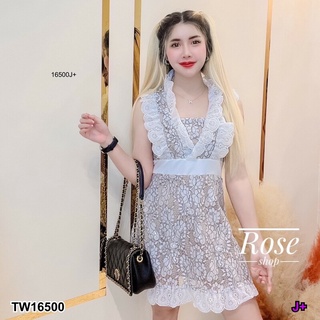 เดรสสั้นกระโปรง ลูกไม้ แต่งระบาย มีซับใน MM16500 Short dress with lace detailing and lining.