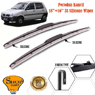 Perodua Kancil ที่ปัดน้ําฝน 3 ส่วน Mugen ที่ปัดน้ําฝน ซิลิโคนนุ่ม ไฮบริด ที่ปัดน้ําฝน ไร้กระดูก กระจกรถยนต์ ที่ปัดน้ําฝน 18 "+ 16"