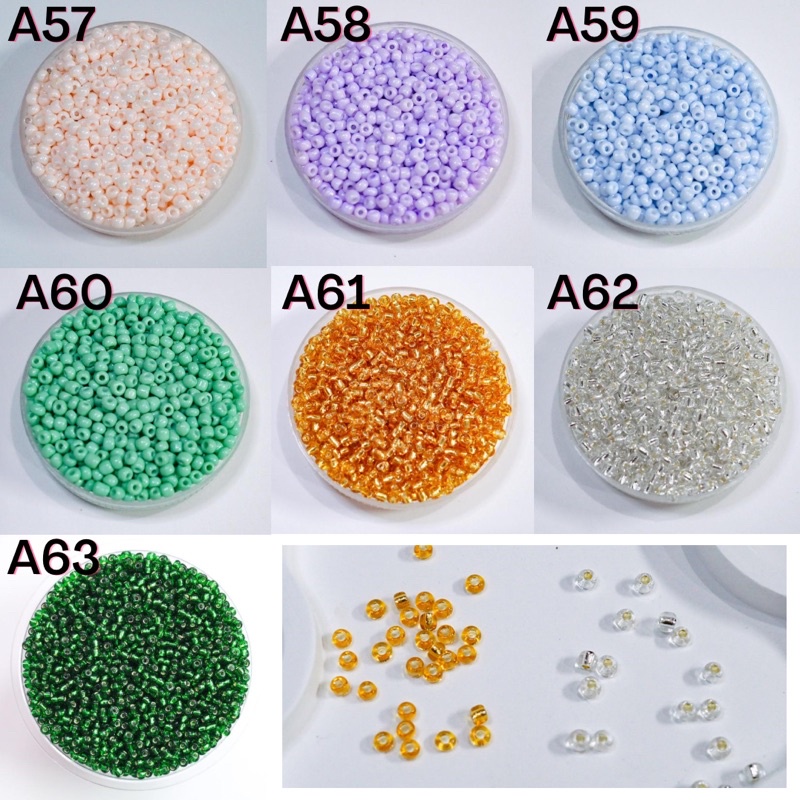 [A57-A63] ลูกปัดเม็ดทราย 3มิล 25g