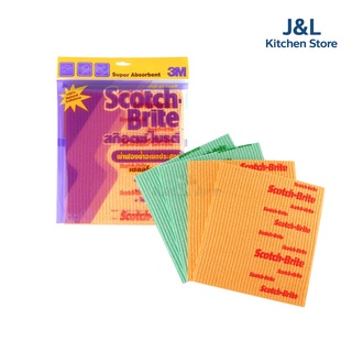 ผ้าฟองน้ำ Scotch Brite อเนกประสงค์ [แพ็ค 4 ชิ้น] 3M Sponge Clot