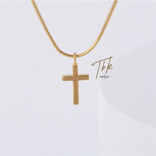 Tbk สร้อยคอ จี้ไม้กางเขน ทอง 18K 13N สําหรับทุกเพศ