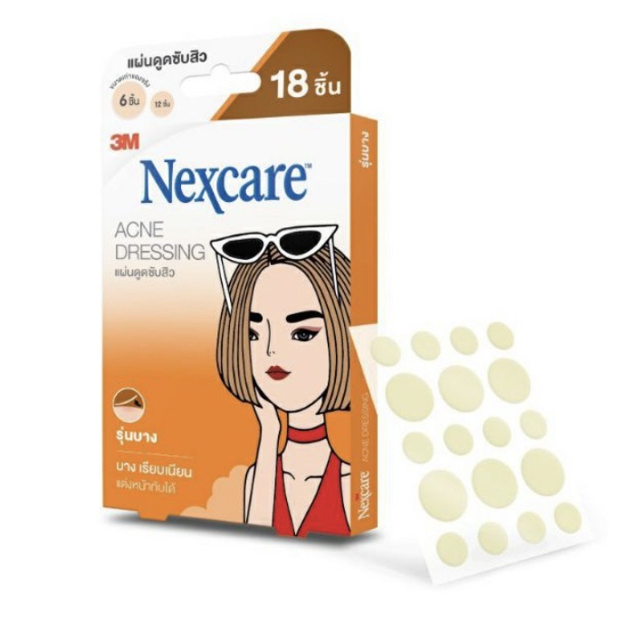 3M Nexcare Acne Dressing Thin Patch แผ่นแปะสิว สิวอักเสบ จำนวน 18 แผ่น