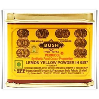 สีผสมอาหาร สีเหลืองมะนาว Lemon Yellow Powder Food Colour ยี่ห้อ Bush IH 6597 (100 กรัม / Grams)