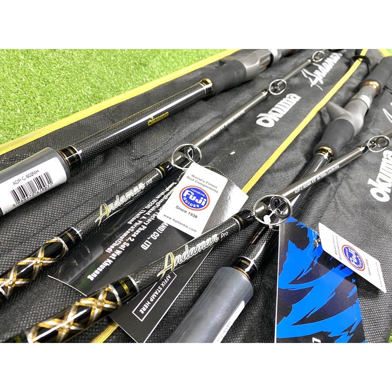 new 2020 !!! คัน okuma andaman pro เบส/สปิน ฟุต 2 ท่อน ต่อโคน pe 3-6 ไกด์ fuji รีซีท fuji