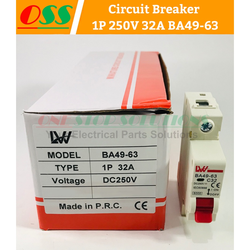 เซอร์กิตเบรกเกอร์ MCB DC 1P 250V 32A BA49-63