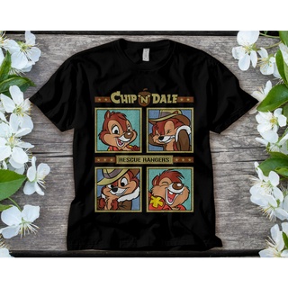 ROUNDคอลูกเรือNeckเสื้อยืด พิมพ์ลาย Disney Chip and Dale Rescue Rangers ทรงสี่เหลี่ยม สําหรับผู้ชาย และผู้หญิง-4XL