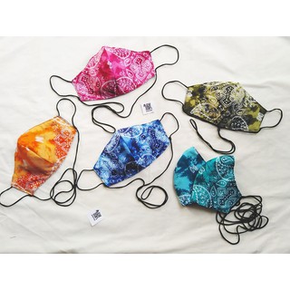 หน้ากากผ้าปิดจมูก Bandana Paisley (เด็ก+ผู้ใหญ่) ผ้าเช็ดหน้า คล้องคอได้ปรับสายได้ Trippy handmade