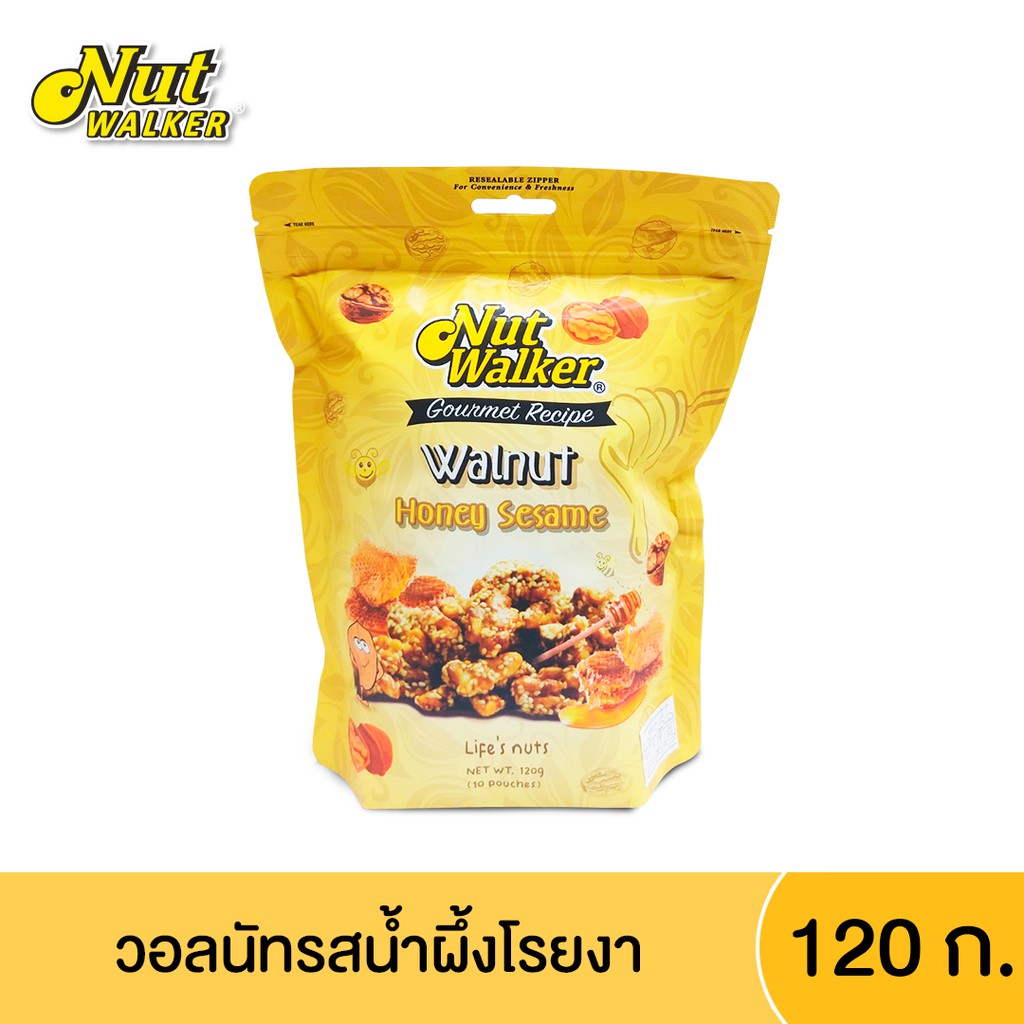 นัท วอล์คเกอร์ วอลนัทรสน้ำผึ้งโรยงา 120 ก. Nut Walker Honey Sesame Walnuts 120 g.