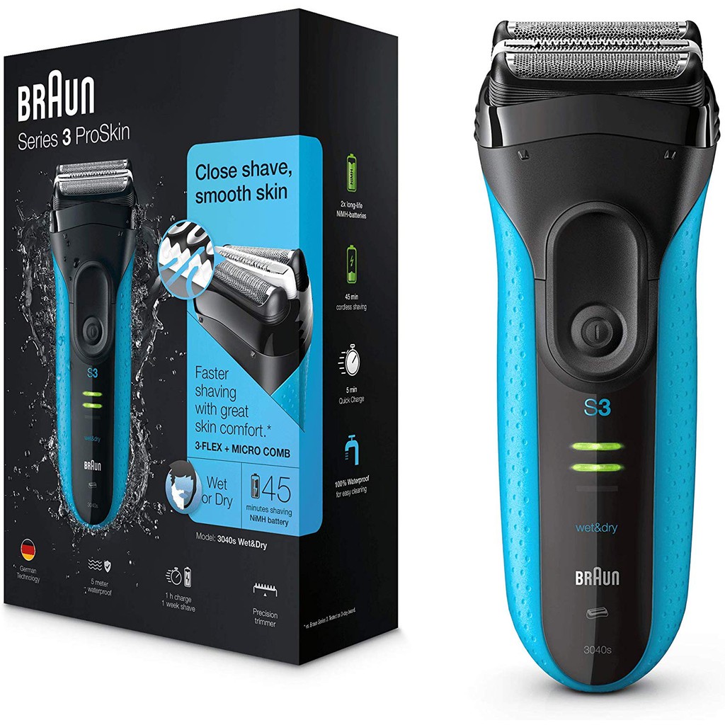 Braun Series 3 ProSkin 3040s เครื่องโกนหนวดไฟฟ้า, มีดโกนไฟฟ้าแบบเปียกและแห้งสําหรับผู้ชายที่มี Pop Up Precision Trimmer ราคา ถูกที่สุด ดีลบีเคเค แกลเลอรีภาพที่ 2