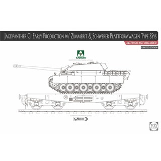 TAKOM สเกล 1/35 Jagdpanther G1 early production w/ Zimmerit &amp; Schwerer Plattformwagen Type SSys Limited Edition