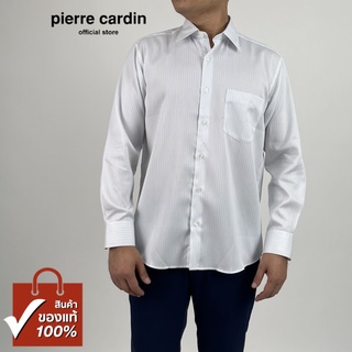 Pierre Cardin เสื้อเชิ้ตแขนยาว Basic Fit รุ่นมีกระเป๋า ผ้า Cotton 100% [RHT5149-BU]