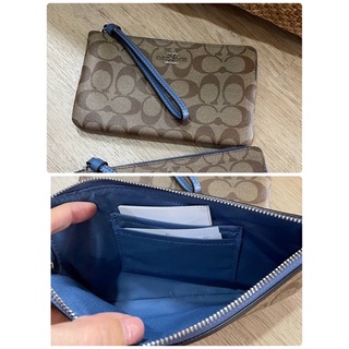 กระเป๋าคล้องมือcoach ของแท้ 💯 Signature coated canvas and smooth leather