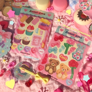 TOMATO.mm 🧁 SWEET 💖 LOVE 🧸 Valentine glitter sticker ขนาดA6 สติกเกอร์ไดคัท