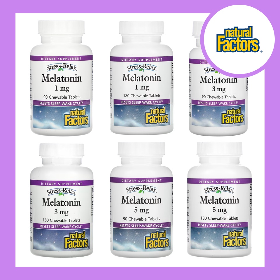 Natural Factors, StressRelax, Melatonin, 1mg, 3mg, 5mg, 10 mg, 60, 90