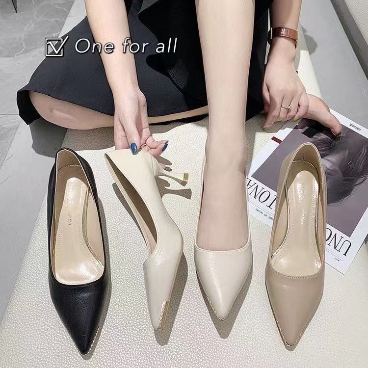 พร้อมส่ง TX204 รองเท้าคัชชูส้นสูง หัวแหลม สูง2.5นิ้ว รองเท้าส้นเข็ม งานดี (3สี)