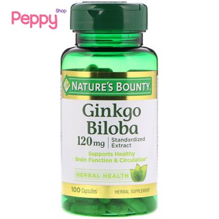 Natures Bounty Ginkgo Biloba 120 mg 100 Capsules สารสกัดแปะก๊วยบำรุงสมอง 120 มิลลิกรัม 100 แคปซูล