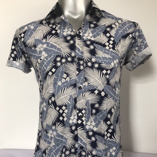 (มีไซส์ S)เสื้อฮาวาย hawaii shirt ผ้าคอตตอน ลาย Aloha