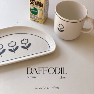 จาน แก้วเซรามิค〃daffodil〃 แก้วเกาหลี จานเกาหลี