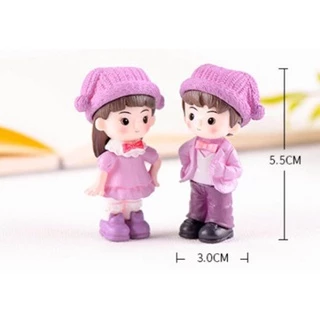 คู่หนุ่มสาวสุดหวาน [ เซต 2 ชิ้น ] ตุ๊กตาจิ๋ว โมเดลจิ๋ว แต่งสวน