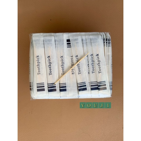 ไม้จิ้มฟันซอง 2 ปลาย แบบแพ็ค 500 ชิ้น (ซองน้ำเงิน) / Double ended toothpick 500 pcs