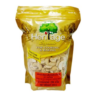 ✨นาทีทอง✨ เฮอริเทจ เมล็ดมะม่วงหิมพานต์ดิบ ชนิดซีก ออร์แกนิค 250 กรัม Heritage Organic Raw Split Cashew Nuts 250 g