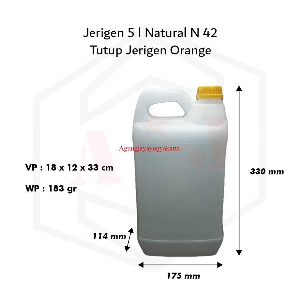 5L Natural Hdpe Jerry Can พร้อมฝาปิดคอ 42 สีส้ม Kp