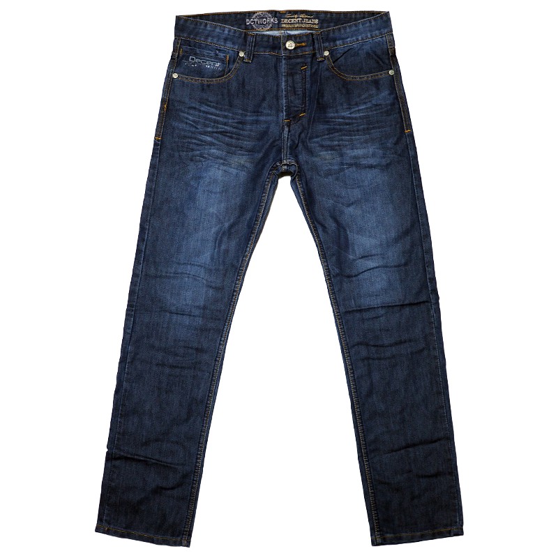 กางเกงยีนส์ผู้ชายทรงกระบอกเล็กสีน้ำเงินกระเป๋าพิมพ์ลาย DECENT JEANS (SN:T30/2) Blue Denim Men Jeans