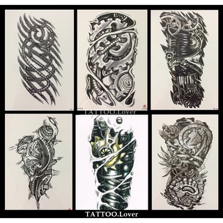 👍แทททูลายแขนกล/ศาสตราวุธ🔱ติดต้นแขน 👍สวยเหมือนสักจริง⚡️Tattoo Sticker สติ๊กเกอร์รอยสักปลอมชั่วคราวกันน้ำได้ ⭐️