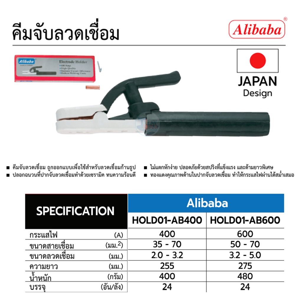 คีมจับลวดเชื่อม 400 / 600 Amp Alibaba รุ่น AB-400 / AB-600 ( คีมลวดเชื่อม คีมเชื่อม คีมอ๊อก คีมจับอ๊