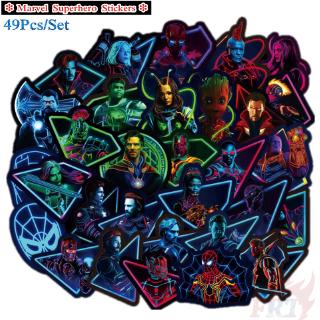 ❉ Marvel Superhero Neon Color Style Series 01 สติ๊กเกอร์ ❉ 49Pcs/Set DIY Fashion Laptop Skateboard Doodle Decals สติ๊กเกอร์