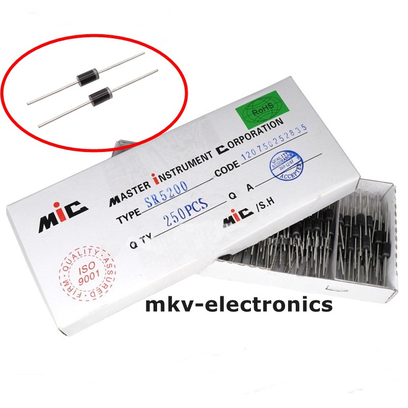 (10ตัว) MBR5200 , SR5200 , SB5200 ,  5A 200V , SCHOTTKY BARRIER RECTIFIER (รหัสสินค้า M01571)
