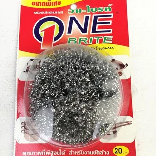 วัน-ไบรท์ฝอยสเตนเลส100% ฝอยขัดหม้อ ฝอยแสตนเลส 12แถม2ชิ้น(1แผง)