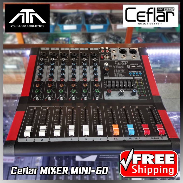 มิกเซอร์ CEFLAR MINI 60 มิกเซอร์  เอฟเฟคร้อง USB MP3 ปรับแต่ง