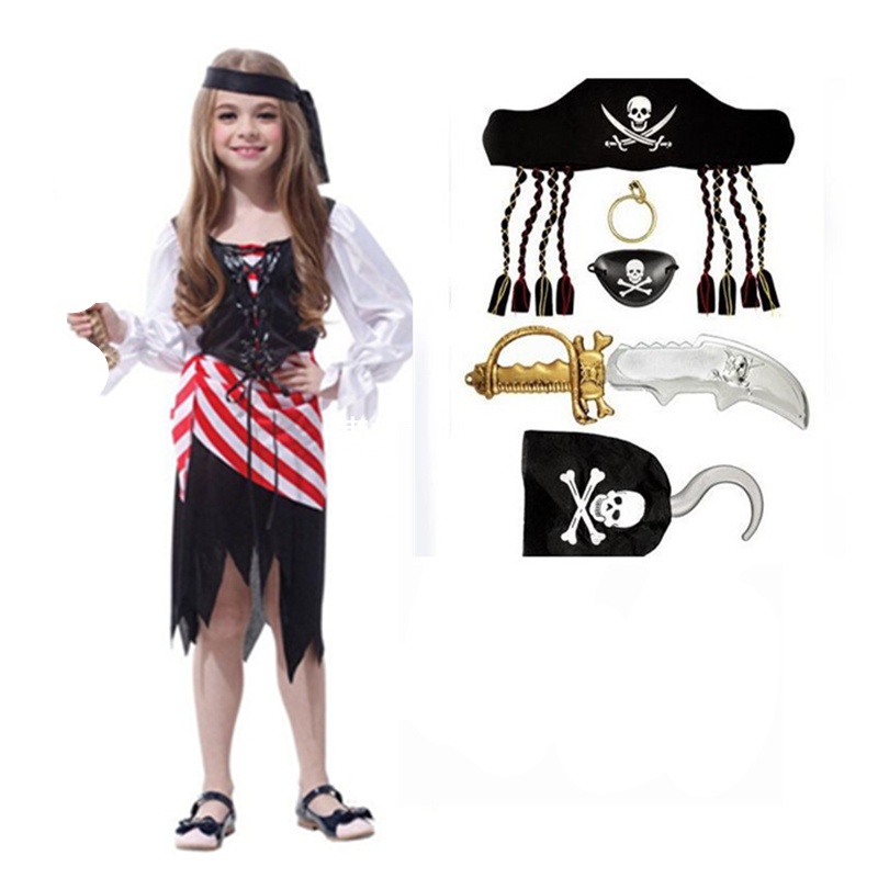 ชุดคอสเพลย์โจรสลัด Pirates of the Caribbean ชุดปาร์ตี้ฮาโลวีนสำหรับเด็กผู้หญิง