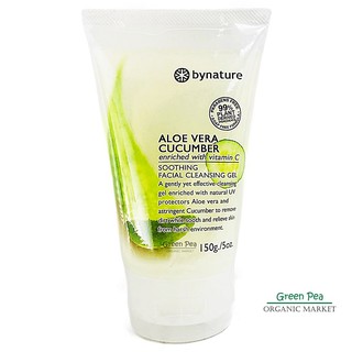 bynature เจลล้างหน้าว่านหางจระเข้แตงกวา 150g., Aloe Vera&amp;Cucumber  facial wash 99% Plant Derived  No SLS, SLES, DEA