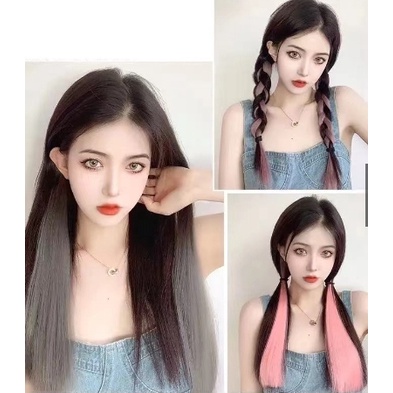 ผมไฮไลท์ ผมวิกผมปลอมผมไฮไลท์ สีน้ำตาลอ่อน  ผมวิกผมปลอม แบบกิ๊บติดผมสามารถทำได้หลากหลายแนว - รูปที่ 2