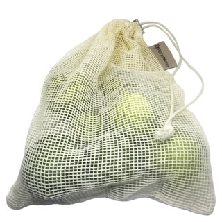 ถุงตาข่ายจ่ายตลาด (1 ชุดมี 3 ใบ) || Reusable Cotton Produce Mesh Bags for Grocery Shopping (Set of 3)