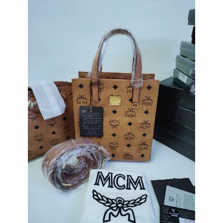 New Mcm Mini Klassik Tote in Visetos Cognac