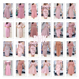 UPDATE STOCK PINK DRESSสั้น เดรสชมพู  26 feb S M L XL 2XL.3XL เดรสสั้น เดรสราตรี เดรสไปงาน เดรสออกงาน เดรสแดง เดรสเทา