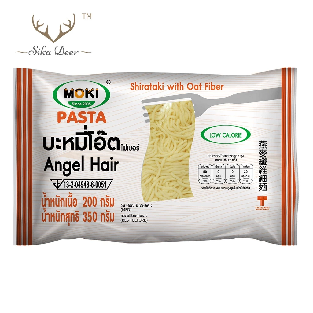 MOKI บะหมี่โอ๊ตไฟเบอร์ผสมบุก 200 กรัม (FK0154) คีโต เจ คลีน เส้นบุก ก๋วยเตี๋ยว keto Oat Fiber Angel Hair with Konjac