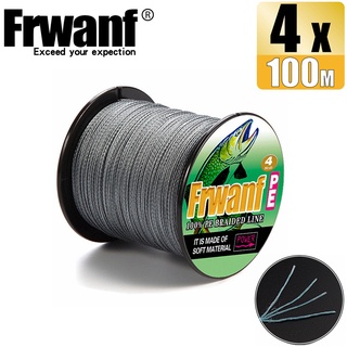 Frwanf สายเอ็นตกปลา PE แบบถัก ทนทาน สีเทา 100 เมตร 4 เส้น