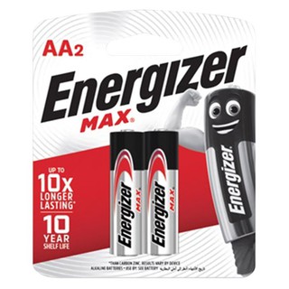 🔥HOT🔥 เอเนอไจเซอร์ แม็กซ์ ถ่าน ขนาด AA แพ็ค 2 ก้อน ENERGIZER Max Alkaline Batteries AA Pack 2